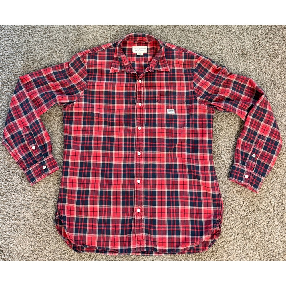 Denim & Supply Ralph Lauren Mens XL Red Navy Blue Plaid Cotton Button Up Shirt